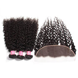 Klaiyi Brazilian Curly Hair Free Part 13x4 Lace Frontal Closure With 4Bundles Curly Hair Bundles