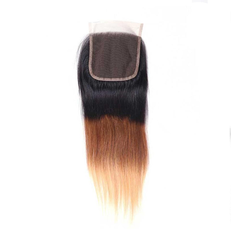 Ombre T1B/4/27 Human Hair Lace Closure 4*4 Straight Hair Closure-Klaiyi Hair