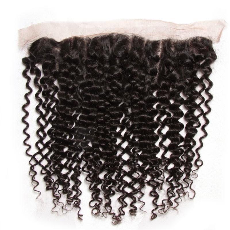 Klaiyi Virgin Curly Lace Frontal Closure 13*4 Ear To Ear, 100% Virgin Human Hair