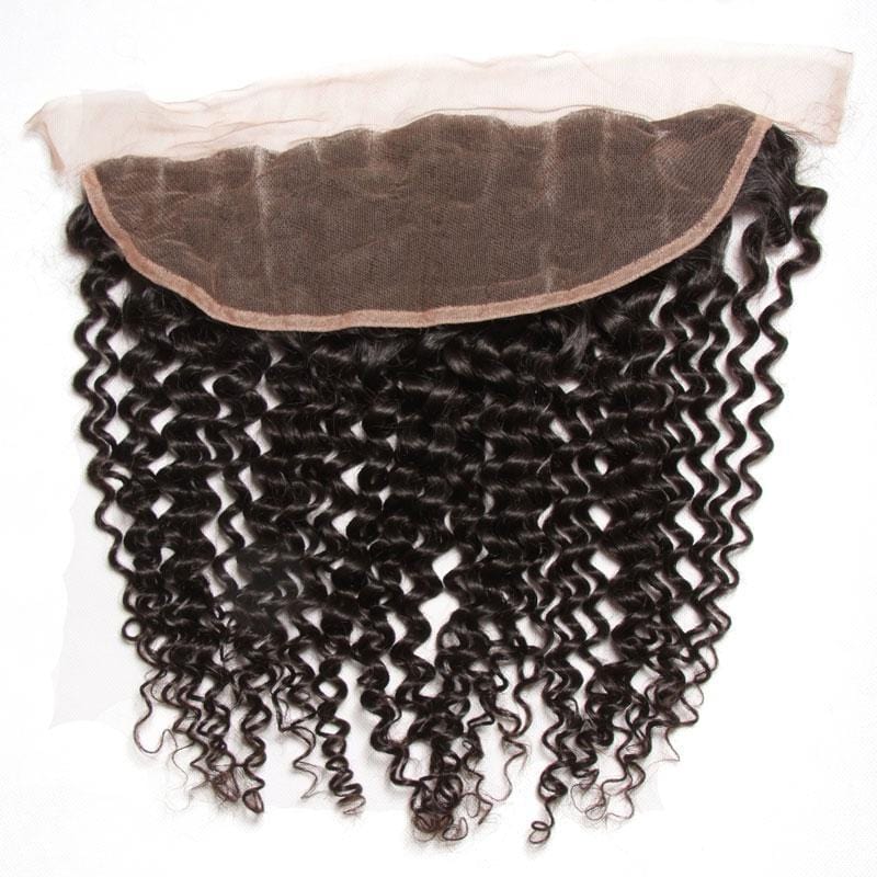 Klaiyi Virgin Curly Lace Frontal Closure 13*4 Ear To Ear, 100% Virgin Human Hair