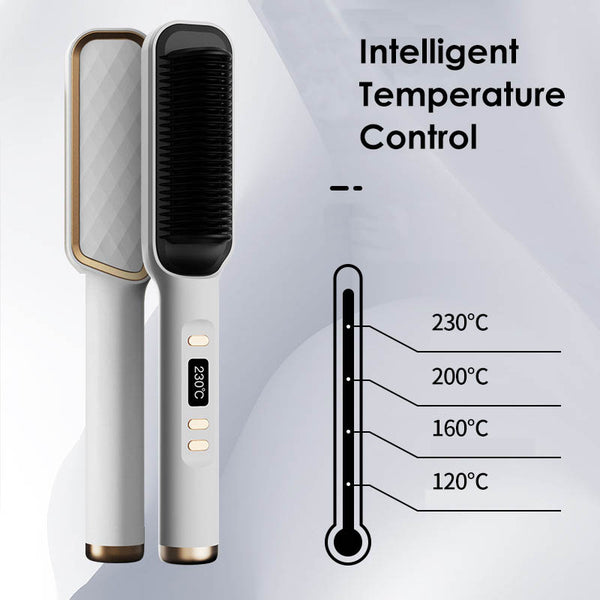 1500 Points | Upgrade Anti-Scald Hair Straightener Brush, LCD Temp Display & 4 Temp Settings