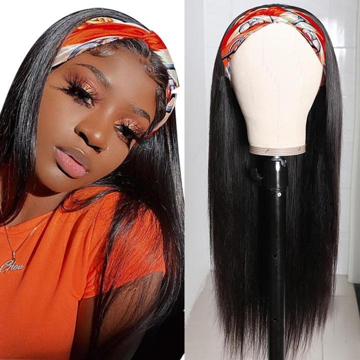 Flash Sale For No Glue & No Sew In Headband Wig 150% Density Straight/ Body Wave Scarf Wigs
