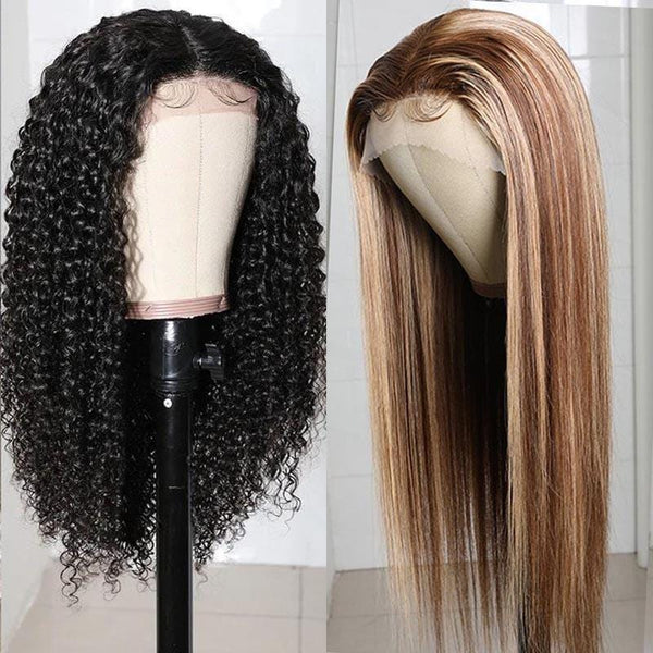 Full Curly T Part Lace Wig & Highlight Three Part Lace Wig- Combo Flash Sale