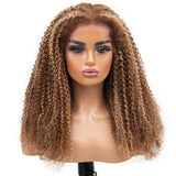 Klaiyi Pre-Cut Highlight Blonde Kinky Curly Wig 13x4 Lace Frontal Wig Flash Sale