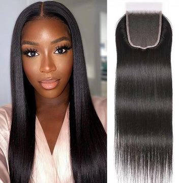 Klaiyi 5x5 HD Lace Closure Straight Hair Deep Parting Transparent Lace Closure Invisible Knots Virgin hair Closure