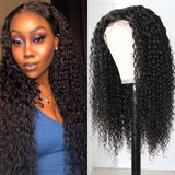 Klaiyi 13x5x0.5 T Part Unprocessed Hand Tied Lace Part Wig Jerry Curly Middle Part Lace Front Human Hair Wigs