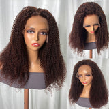 Buy 1 Get 1 Free,Code:BOGO | Klaiyi Auburn Brown Color 13x4 Glueless Lace Frontal Wig Kinky Curly Human Hair