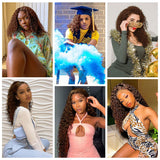 Buy 1 Get 1 Free,Code:BOGO | Klaiyi Auburn Brown Color 13x4 Glueless Lace Frontal Wig Kinky Curly Human Hair