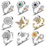 Klaiyi New Customers Exclusive Creative Rotating Fashion Butterfly Flower Star Spinner Rings Flash Sale