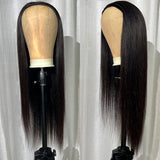 Klaiyi Straight Half Wig Human Hair with Versatile Style Easy Install