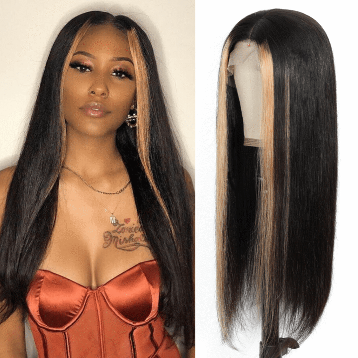 1-3 B-Days Delivery  | Klaiyi Ombre Highlight #TL27 Straight Lace Part Wig Flash Sale