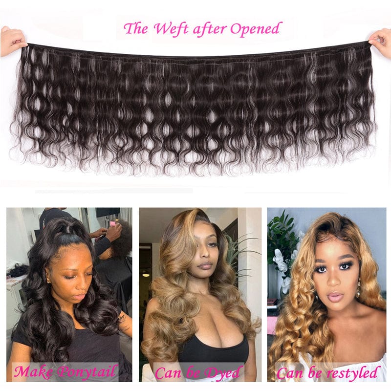 Klaiyi Hair Body Wave Virgin Human Hair 3 Bundles with 4x4 Lace Closure Pre Plucked