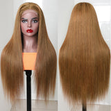 Klaiyi 180% Density Trendiest Ginger Brown 8# Color Straight Lace Part Wigs Flash Sale