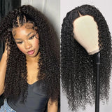 Klaiyi Pre-Cut Lace Wig Wear & Go 13x4 Lace Front Wig Jerry Curly Human Hair Wig