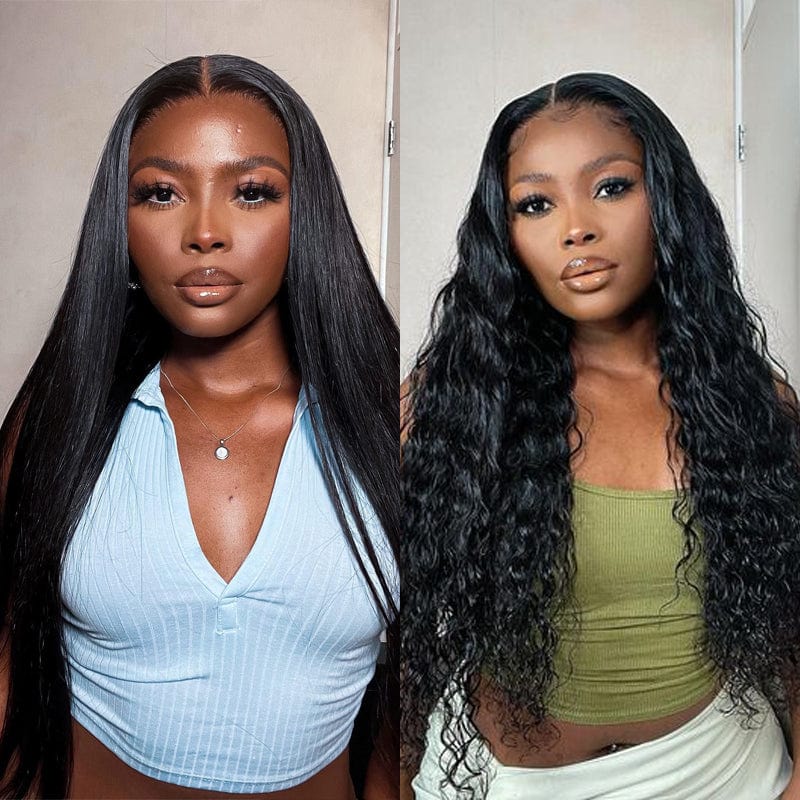 Klaiyi Buy Bone Straight V Part Wigs After Wet Get Deep Curls Wave Wigs Meets Real Scalp 1 Wig 2 Styles