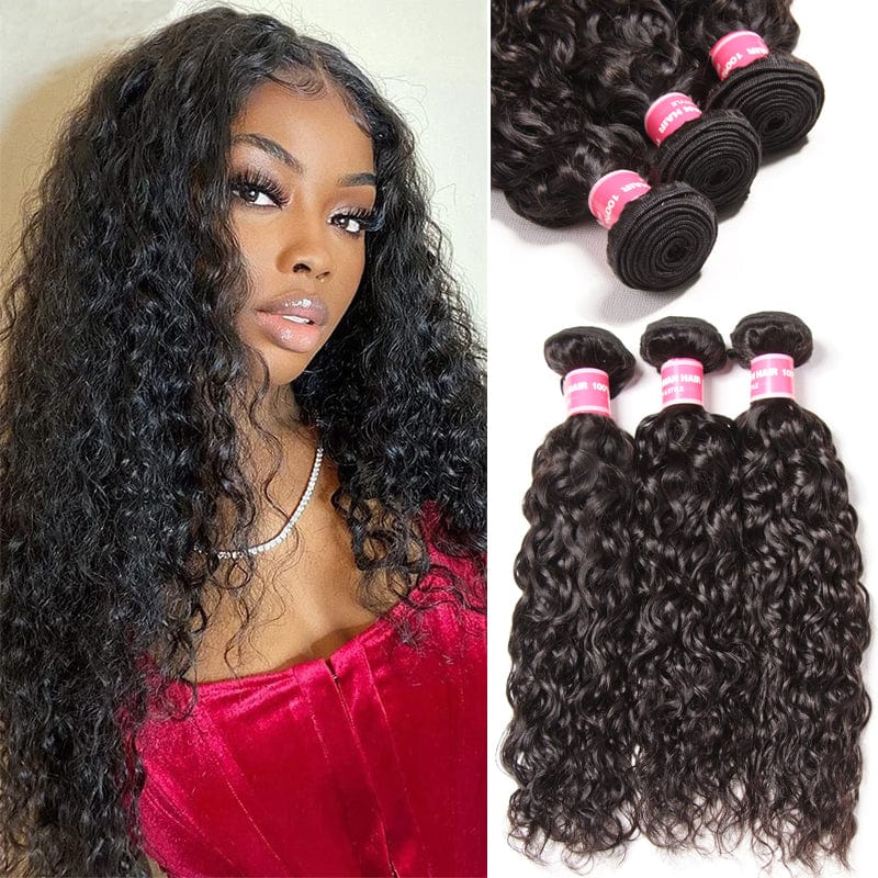 Klaiyi Hair 3 Bundles Indian Water Wave Curly Hair Bundles Deals Flash Sale