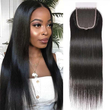 Klaiyi 5x5 HD Lace Closure Straight Hair Deep Parting Transparent Lace Closure Invisible Knots Virgin hair Closure