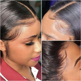 Klaiyi Hair Virgin Hair Body Wave 3 Bundles With Transparent Lace Frontal Closure