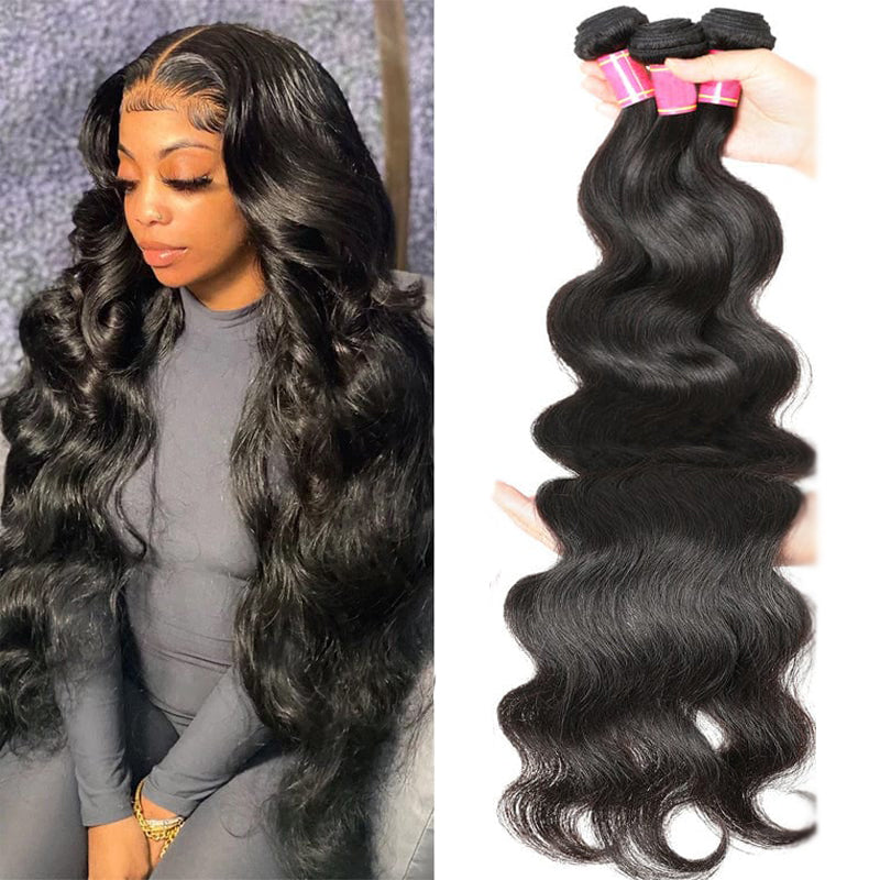 Klaiyi Hair 3 Bundles Body Wave Virgin Hair 100% Unprocessed Human Hair Extension Deals