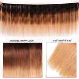 Klaiyi Ombre Human Hair Weave Bone Straight 3 or 4 Bundles Deals #1B/4/27 Color