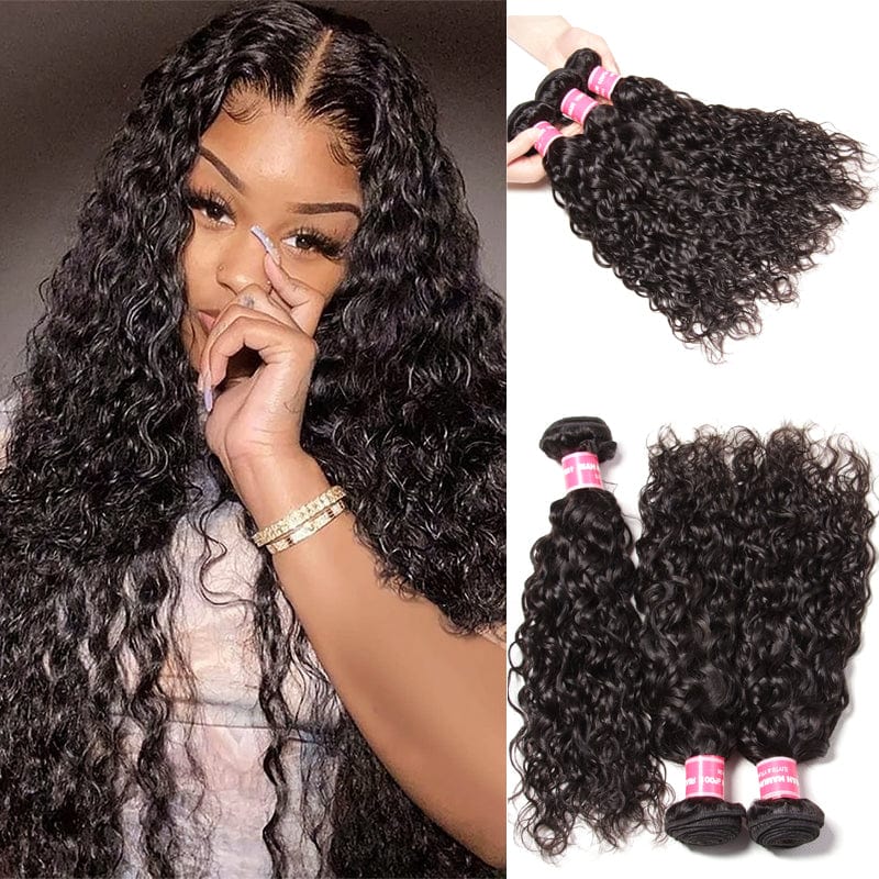 Klaiyi Hair 3 Bundles Indian Water Wave Curly Hair Bundles Deals Flash Sale