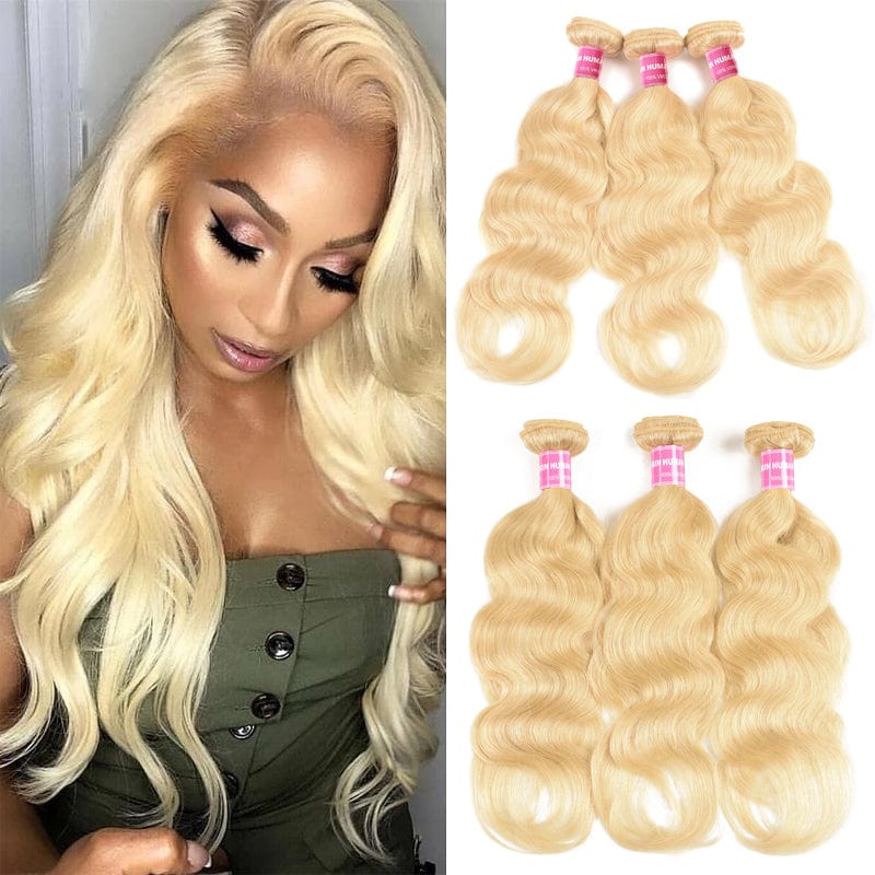 Klaiyi Body Wave Blonde Hair Weaves 613 Color 3 Bundles 100% Virgin Human Hair Extensions