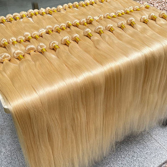 Klaiyi Honey Blonde Straight Hair Weave Bundles Color 613 Blonde Virgin Human Hair Weaving