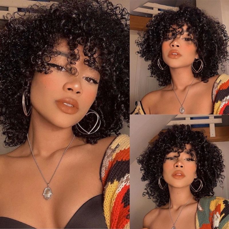 Bouncy Curl Bangs Glueless Short Bob Wig Flash Sale Apr.4-7th, Time Limited!
