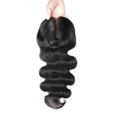 Klaiyi Body Wave Virgin Hair Middle part with 4x4 T Part Lace Closure Best Virgin Human Hair