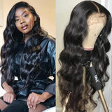 Klaiyi 13x6 HD Invisible Lace Glueless Wigs Body Wave Human Hair Wigs Natural Hairline 180% Density