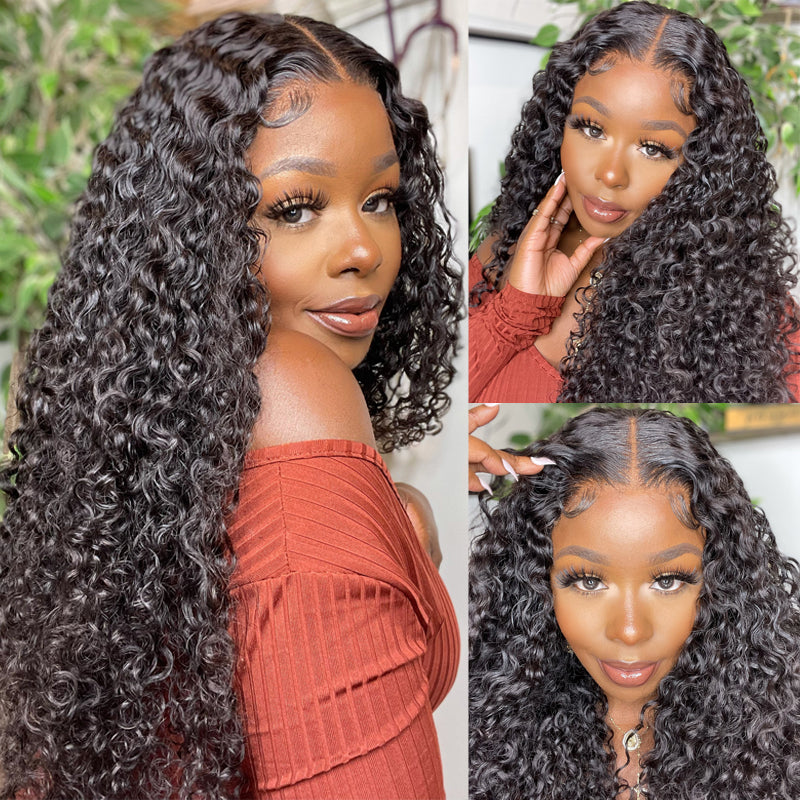 Klaiyi Transparent Lace Front Wig Jerry Curl Virgin Human Hair Natural Density Lace Wigs