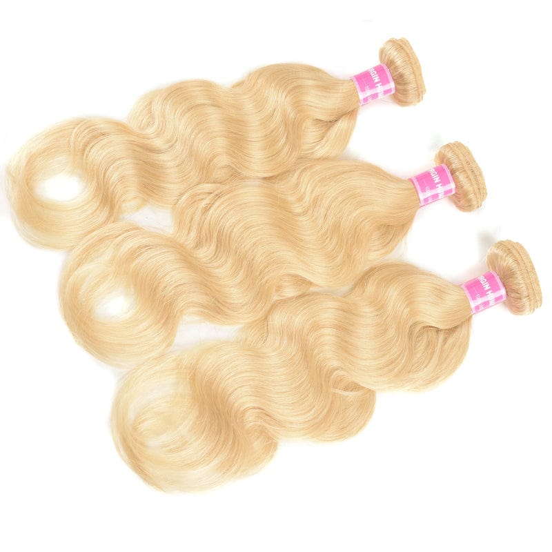 Klaiyi Body Wave Blonde Hair Weaves 613 Color 3 Bundles 100% Virgin Human Hair Extensions