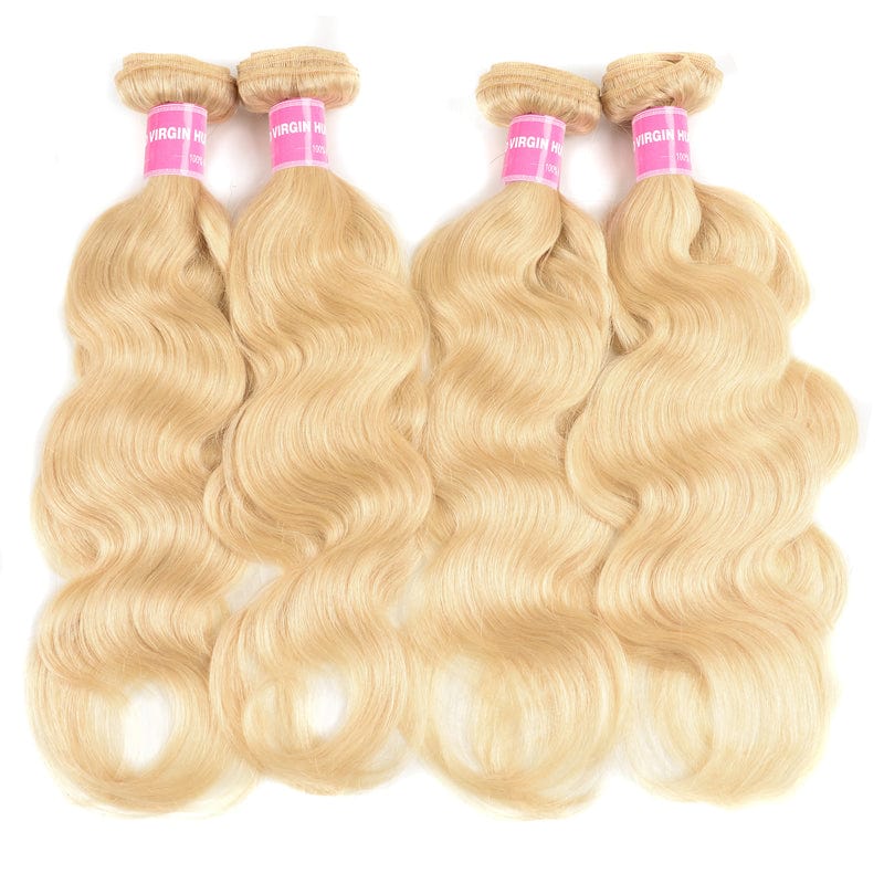 Klaiyi Body Wave Blonde Hair Weaves 613 Color 3 Bundles 100% Virgin Human Hair Extensions
