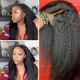 $50 Off Full $51- Kinky Straight Realistic Lace Frontal Wigs Natural Density Wig