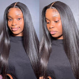 Klaiyi 13x4 Invisible Lace Frontal Straight Hair Wigs Pre Plucked Baybyhair 100% Human Hair Wigs