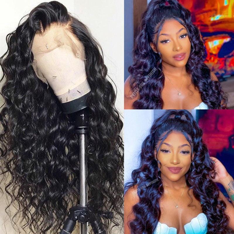 Klaiyi Body Wave Human Hair Wigs 13x4 Transparent Lace Front Wigs 180% Density