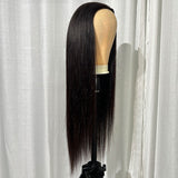 Klaiyi Straight Half Wig Human Hair with Versatile Style Easy Install