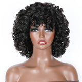 Klaiyi Short Curly Human Hair Wigs For Women Cosplay Full Wig With Bangs Bouncy Curl Flash Sale