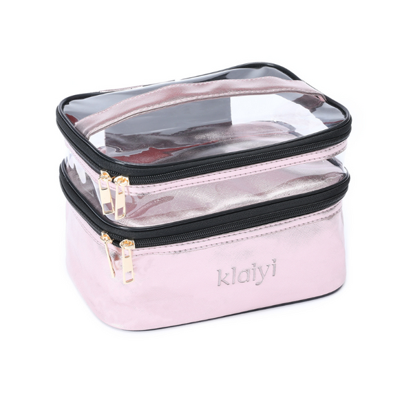 Klaiyi New Customer Exclusive Double Layer Makeup Bag Travel Cosmetic Cases Flash Sale