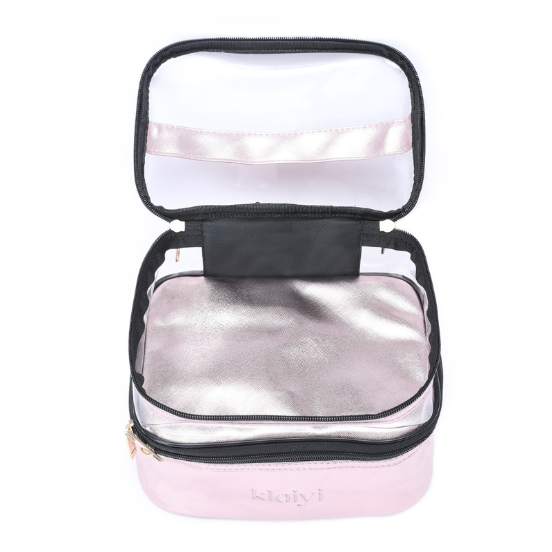 Klaiyi Exclusive Double Layer Makeup Bag Travel Cosmetic Cases