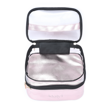 Klaiyi New Customer Exclusive Double Layer Makeup Bag Travel Cosmetic Cases Flash Sale