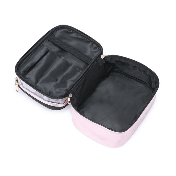 Klaiyi New Customer Exclusive Double Layer Makeup Bag Travel Cosmetic Cases Flash Sale