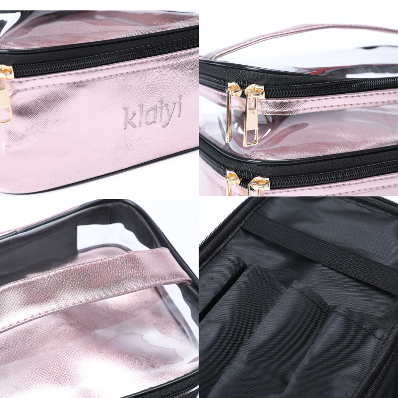 Klaiyi New Customer Exclusive Double Layer Makeup Bag Travel Cosmetic Cases Flash Sale