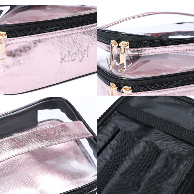 Klaiyi Exclusive Double Layer Makeup Bag Travel Cosmetic Cases