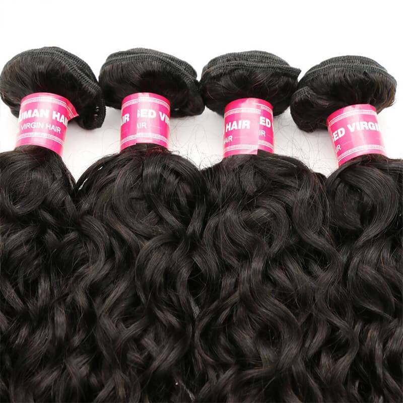 Klaiyi Brazilian Water Wave 4 Bundles Deals, 100% Unprocessed Virgin Human Hair Weave