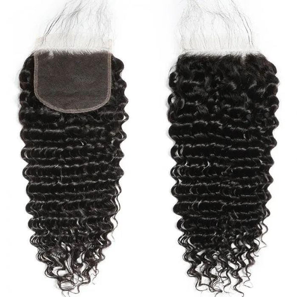 Klaiyi Invisible 5x5 HD Lace Closure Deep Wave 100% Virgin Human Hair Free Part Closure with Baby Hair