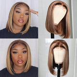 Klaiyi Whatsapp Special Offer |Highlight Straight Bob WigLace Part Clearance Wig