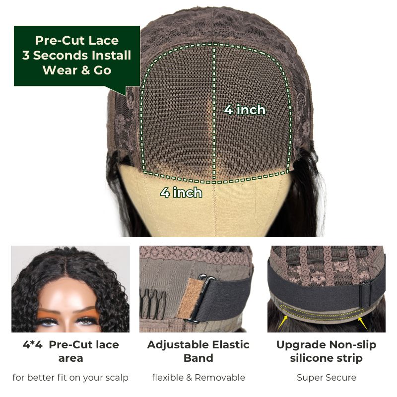 Buy 1 Get 1 Free,Code:BOGO | Klaiyi Put On and Go Pre Cut Lace Body Wave Wig with Breathable Cap