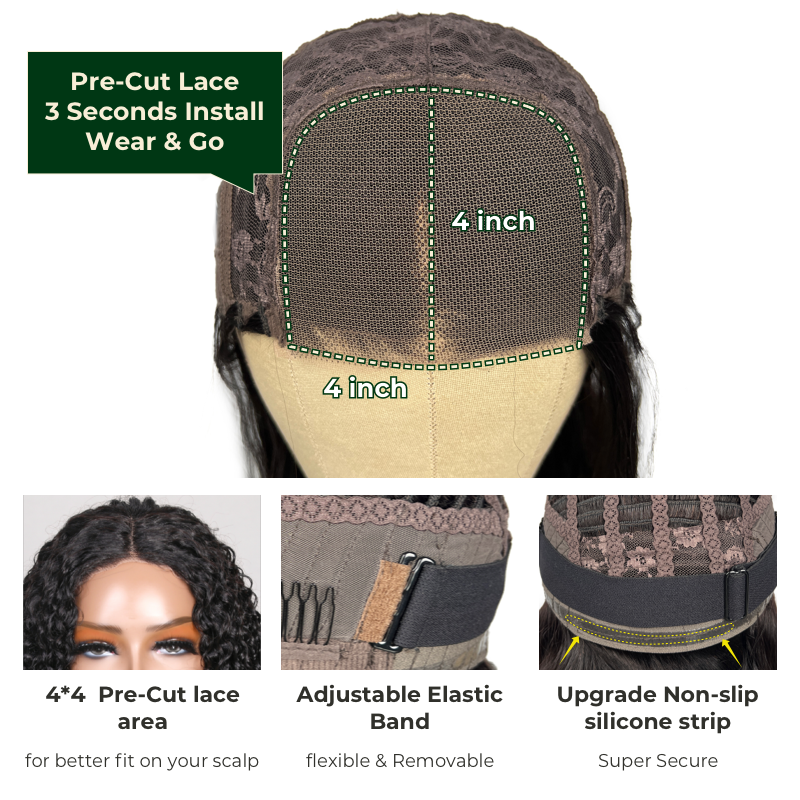 Buy 1 Get 1 Free,Code:BOGO | Klaiyi Wear & Go Pre Cut Lace Body Wave Wig with Breathable Cap