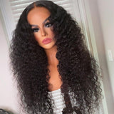 Klaiyi 5x5 HD Invisible Lace Closure Wig Glueless Deep Wave Virgin Human Hair 180% Density